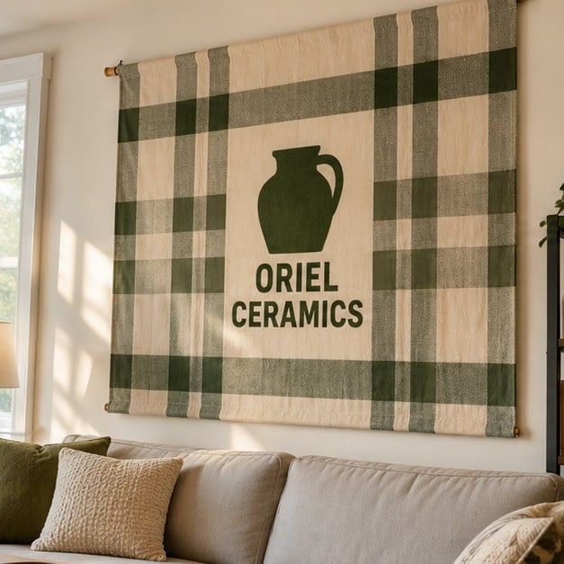 Customer photo of a custom tapestry in a living room